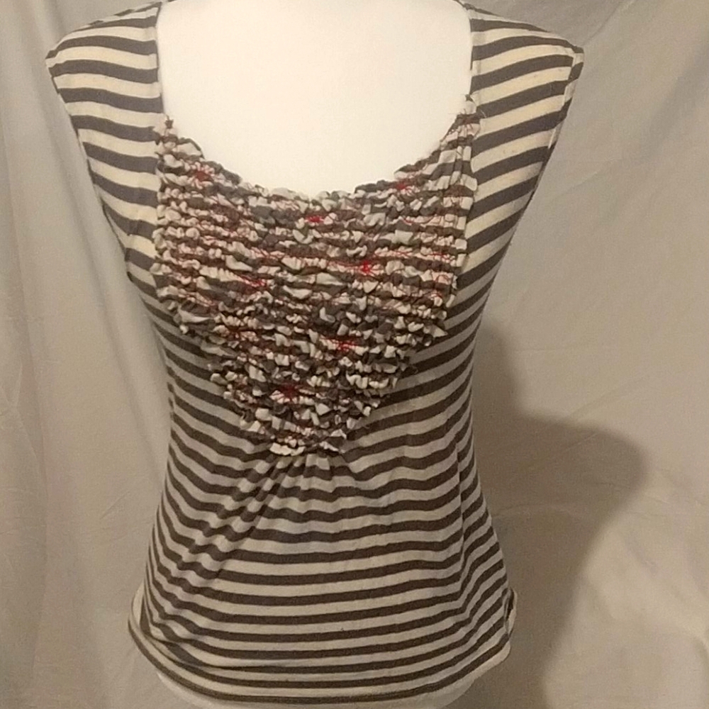 Anthropologie One September striped gray cream top